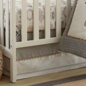 Levtex Baby Night Owl collection Crib skirt Grey / Tan Herringbone